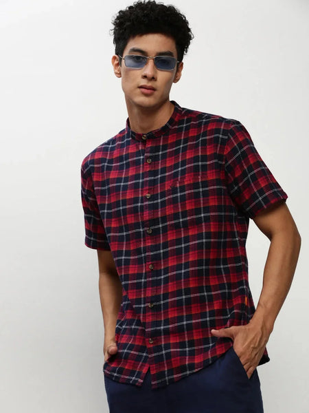 Men Navy Checked Casual Casual Shirts-RORACHECKS-92-Navyblue