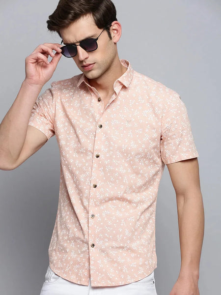Men Peach Dromedas Casual Shirt-PICOPRINT-2024-Peach