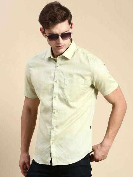 Men Green Solid Casual Shirt-VIENNASOLID-0760-Seagreen
