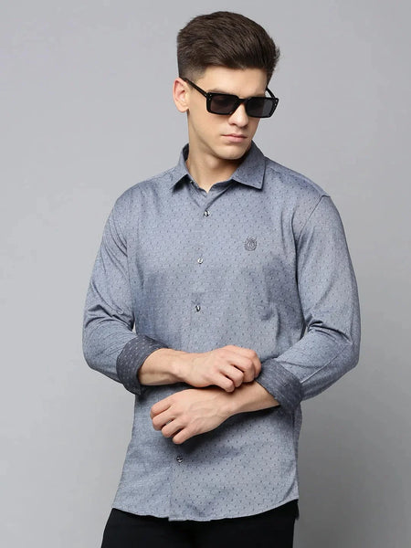 Men Grey Solid Casual Shirt-LUCASKNITS-4608-Grey