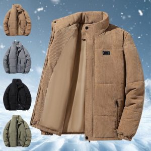 Corduroy Cotton-padded Jacket For Men Fleece-lined Warm And Breathable