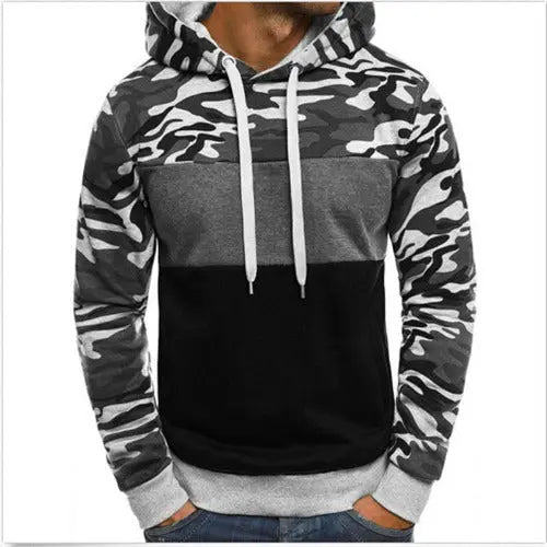 Men's Camouflage Color Matching Slim Sweatshirt