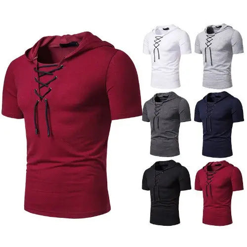 Men's Short-sleeved T-shirt With Hood and Loose Fit