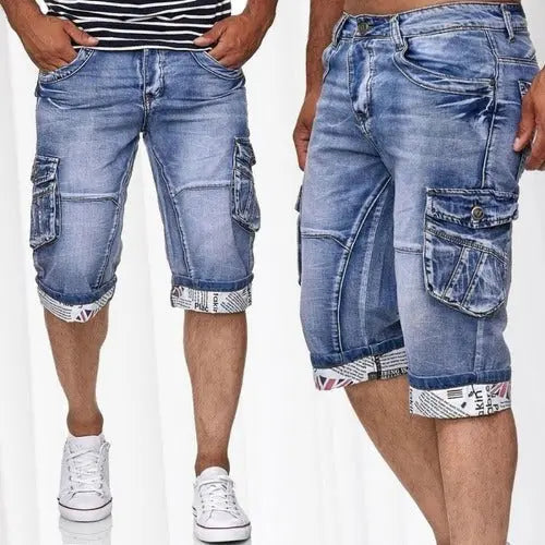 Pocket Trend Denim Shorts Straight Five-point Pants