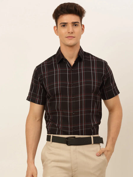 Dromedas Men's Cotton Checked Formal Shirts-SF-834